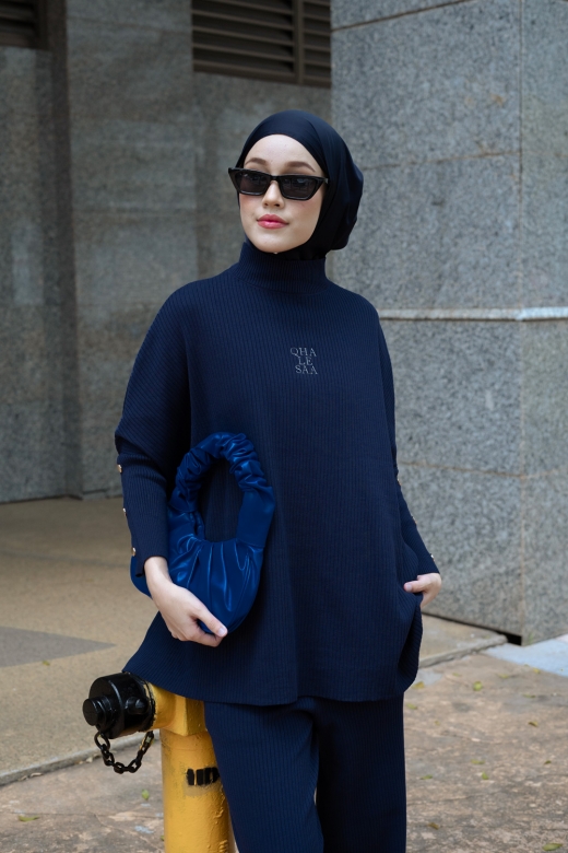 Anya Knit Set - Navy blue